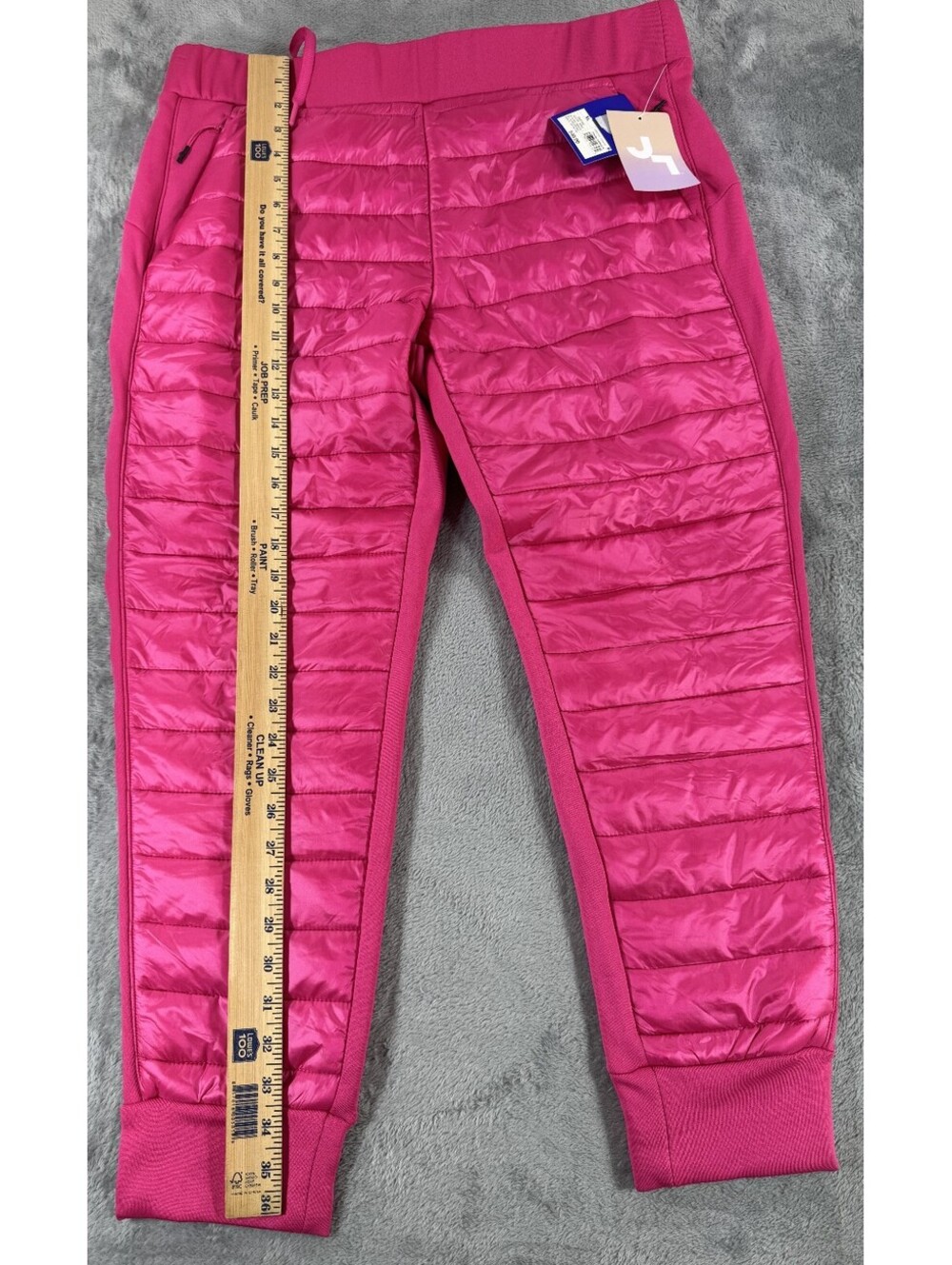 JoyLab Women's Quilted Puffer Pants Pink Panel Design Ribbed Cuffs Size XL NWT - Picture 3 of 9